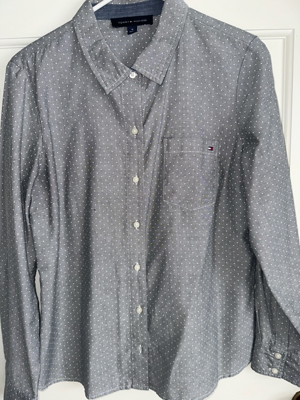 Tommy Hilfiger Women’s Gray Microdot Button-Down Shirt